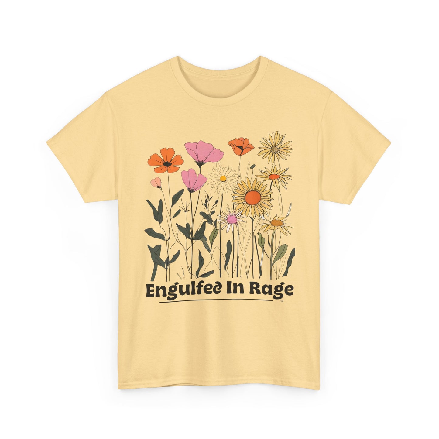 Engulfed in Rage Tee, Anger T-Shirt, Unisex Graphic Shirt, Emotion Top, Heavy Cotton Tee for Men and Women