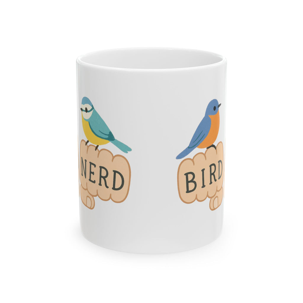 Bird Nerd Bird Lover's Ceramic Mug Perfect Gift for Nature Enthusiasts, Birdwatching, knuckle tattoo Unique Gift for Her or him