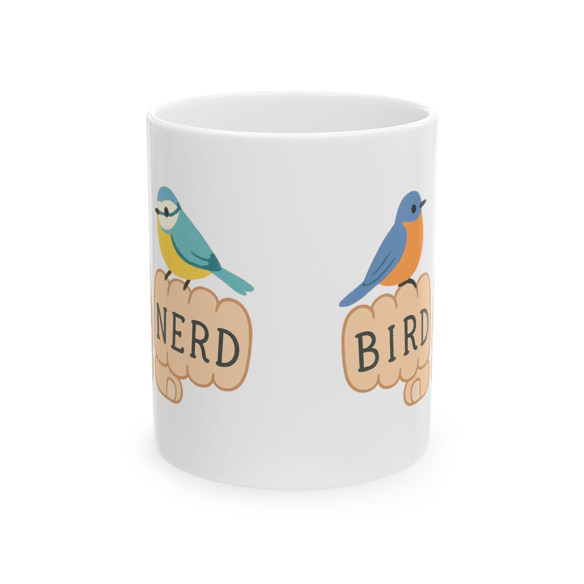 Bird Nerd Bird Lover's Ceramic Mug Perfect Gift for Nature Enthusiasts, Birdwatching, knuckle tattoo Unique Gift for Her or him