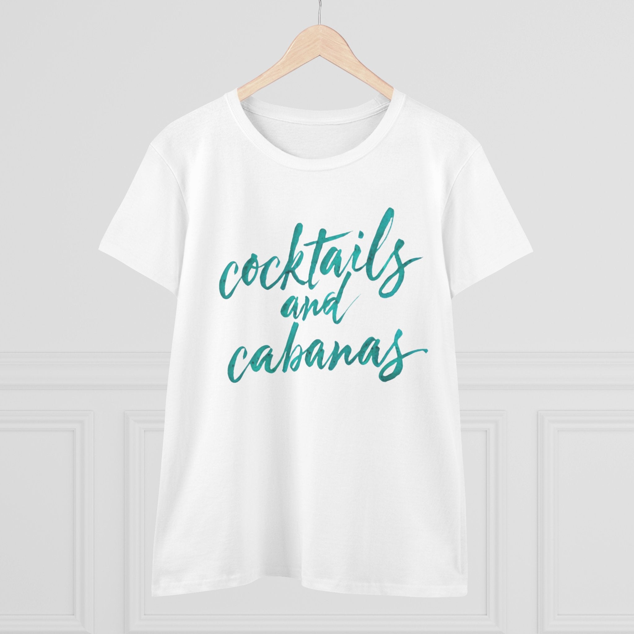 Cocktails and Cabanas Tee - Women&#039;s Midweight Cotton Shirt, Beachwear, Summer Top, Vacation Outfit, Casual Wear, Gift for Her, Pool