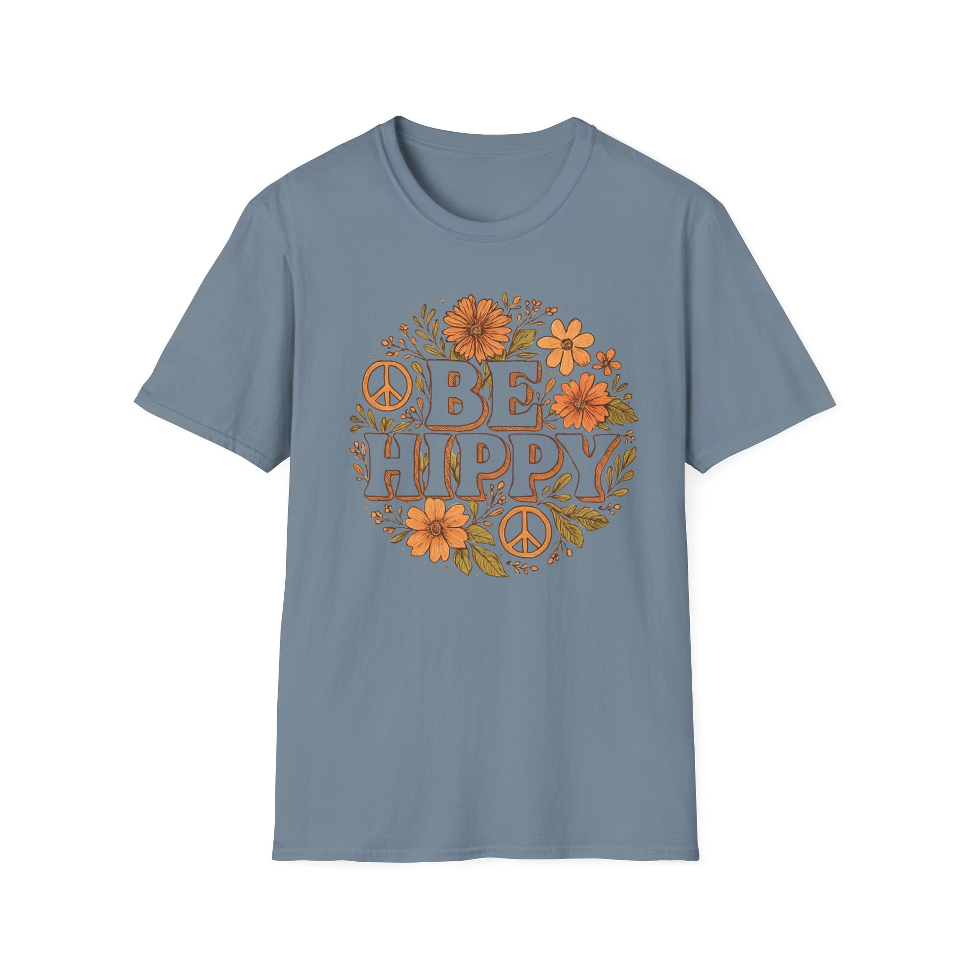 Be Hippy Happy T-Shirt, Boho Tee, Groovy Shirt, Positive Vibes Top, Unisex T Shirt for Men and Women, Be Hippy Be Happy Design