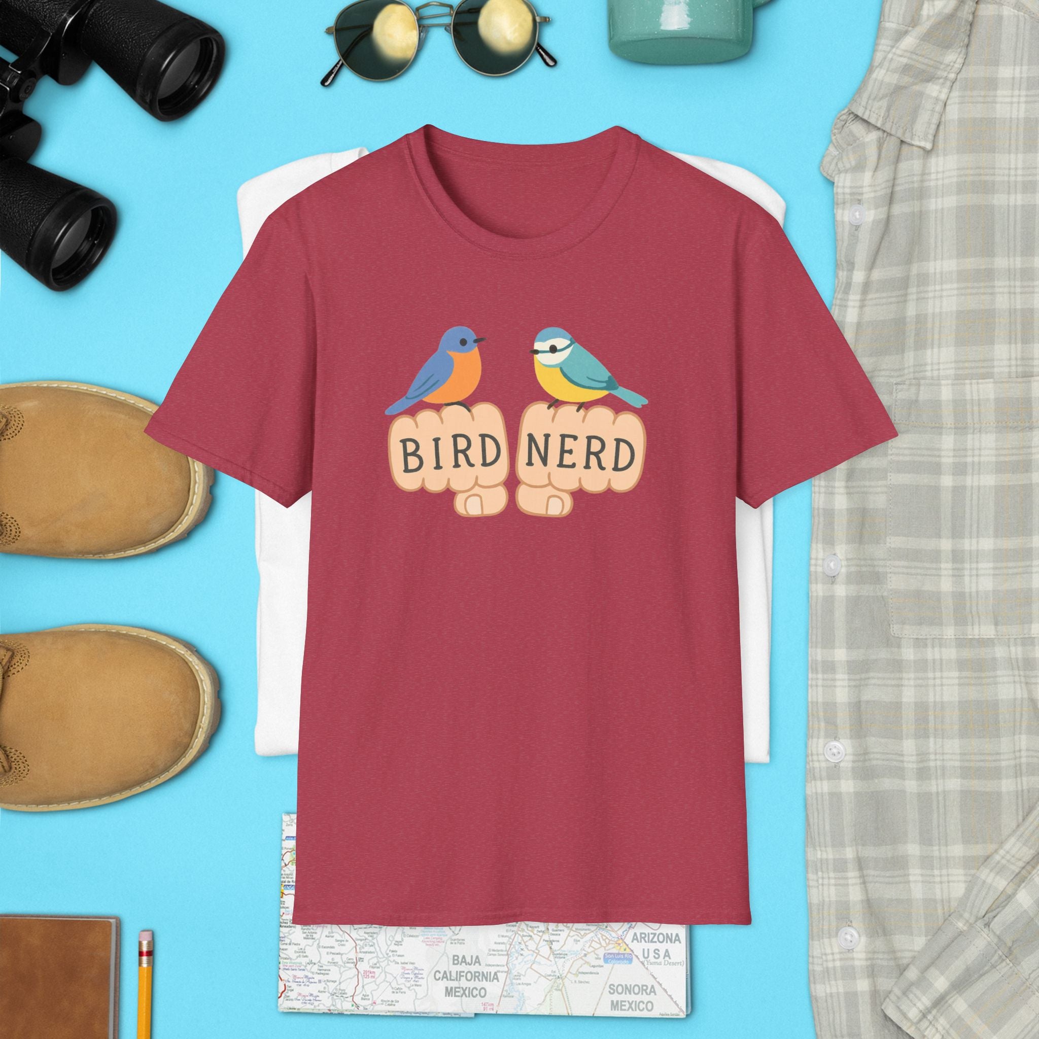 Bird Nerd Unisex Softstyle T-Shirt, Perfect for Bird Lovers, Nature Enthusiasts, Gift for Birdwatchers, Casual Wear,  Apparel bird gift
