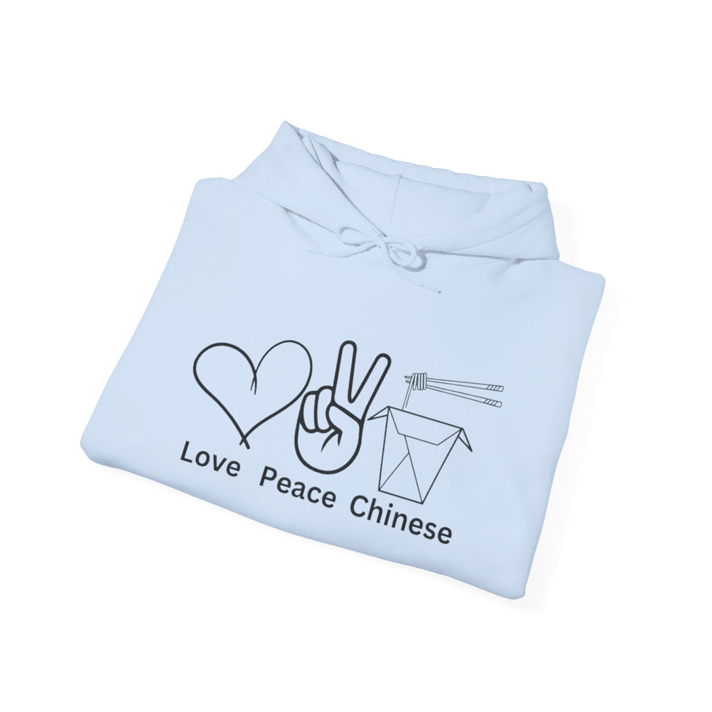 Hooded Sweatshirt Love Peace Chinese Three