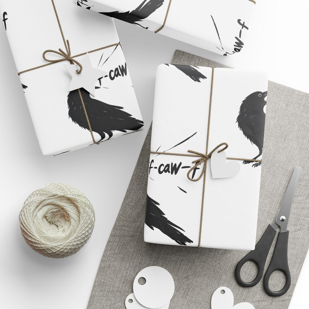 F-Caw-F. F*ck Off! Crow Wrapping Paper funny, sarcastic, crow, lover, edgy, wrapping, and gift paper