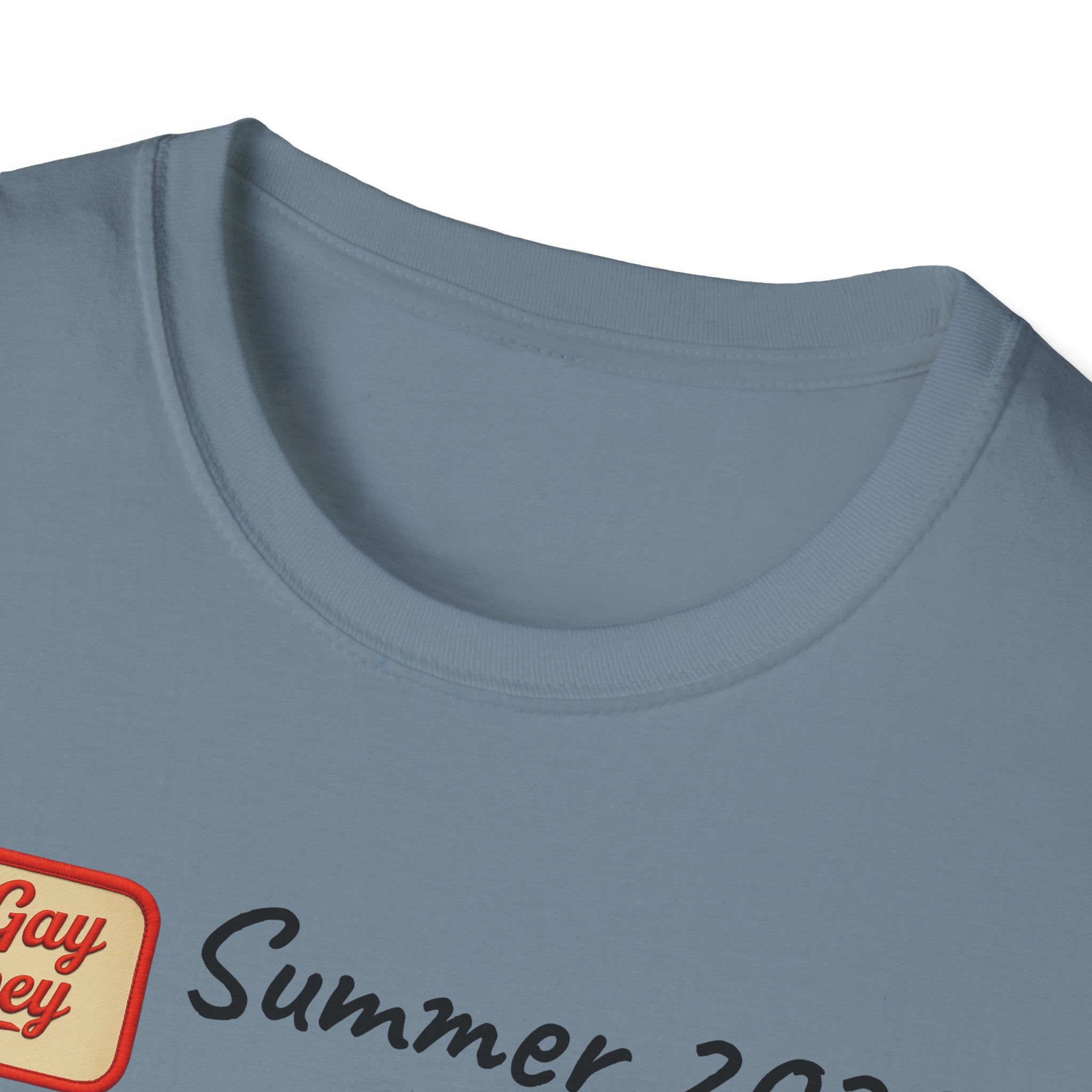 Summer 2025 Merit Badges carnival Unisex Softstyle T-Shirt, Gay Summer Apparel, Camp Vibes Tee, Unique Gifts, Casual Wear for Parties