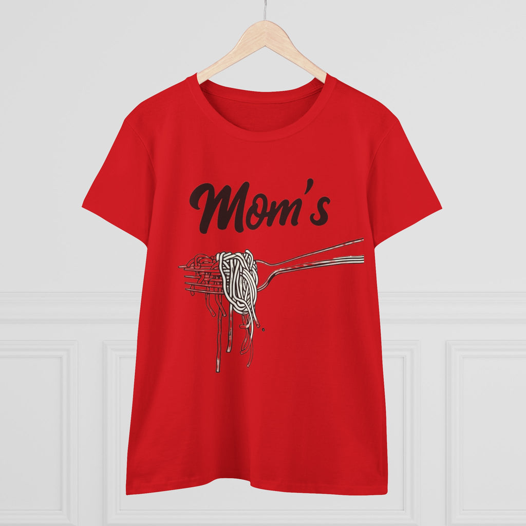 Mom's Spaghetti Tee - Women's Midweight Cotton T-Shirt, Gift for Mother's Day, Foodie Shirt, Casual Wear, Cozy Top