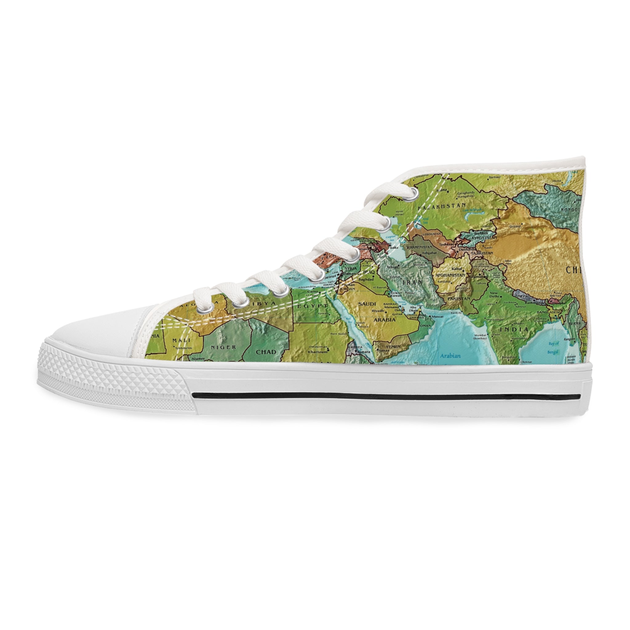 High Top Sneakers - The World At Your Feet Design