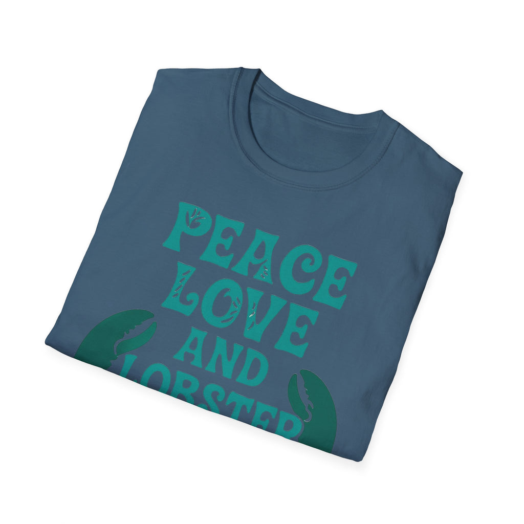 Peace, Love, and Lobster Rolls T-Shirt | Unisex Softstyle Tee for Seafood Lovers, Casual Summer Wear, Beach Days, Gifts, BBQs