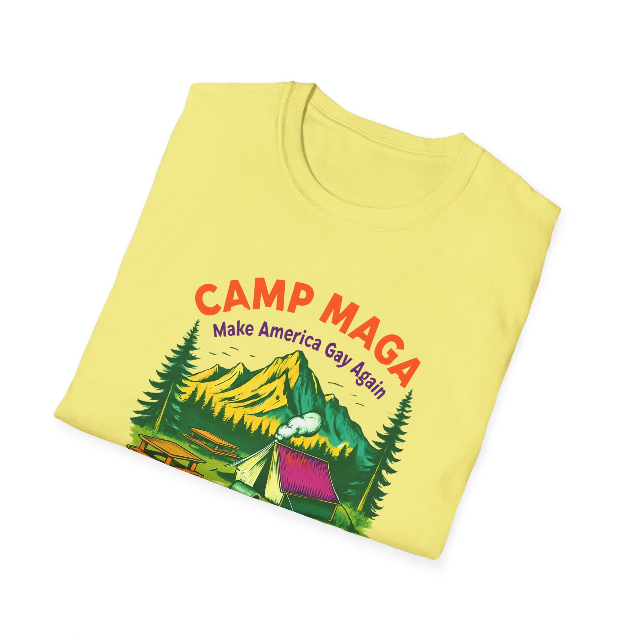 Camp MAGA Unisex make America gay again carnival Softstyle T-Shirt - Make America Gay Again, LGBTQ Pride Shirt, Camping Tee, Gift for [...]