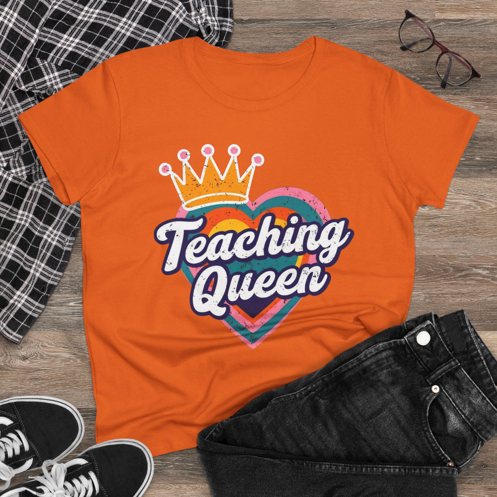 Teaching Queen Tee, Best Teacher Gift Shirt, Midweight Cotton T-Shirt, Teacher Appreciation Top, Female Educator Apparel, School Instructor
