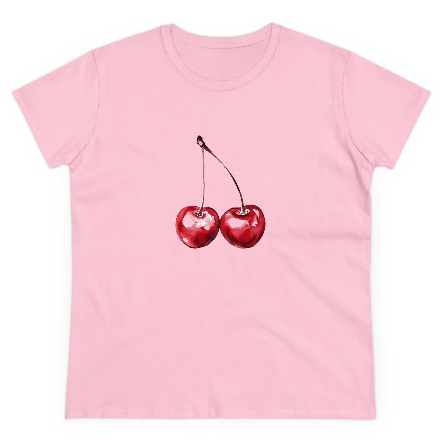 Cherries Tee, Fruit Graphic Shirt, Summer Vibes Top, Women's Cotton T-Shirt, Retro Cherry Print Clothing, Food Lover Gift