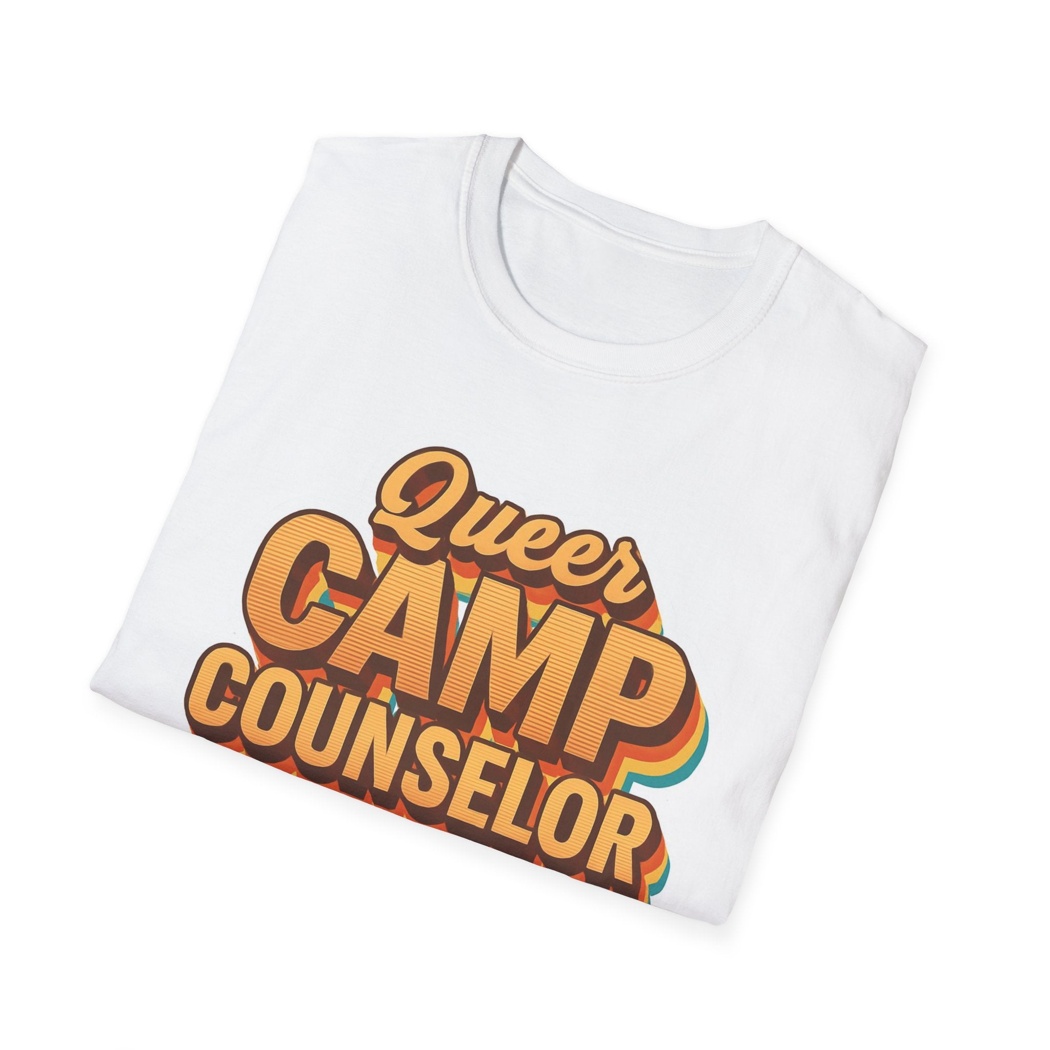 Queer Camp Counselor T-Shirt, LGBTQ Pride Tee, Rainbow Graphic Shirt, Summer Camp Theme Top, Gender Neutral Clothing Ptown carnival