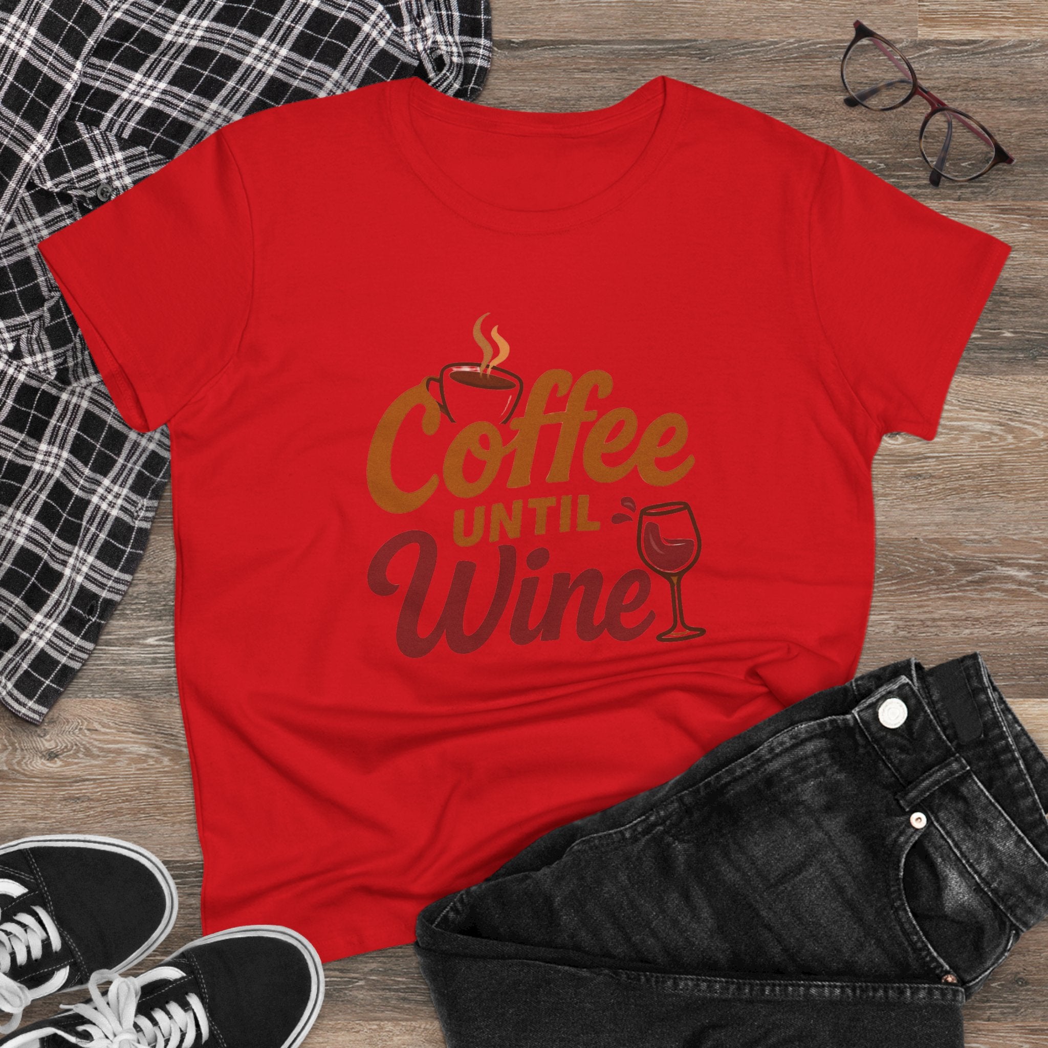 Coffee until wine tshirt coffee lovers wine lovers gift for her cozy, Women's Tee, Graphic Tee, Coffee Shirt, Wine Shirt, Funny Shirt