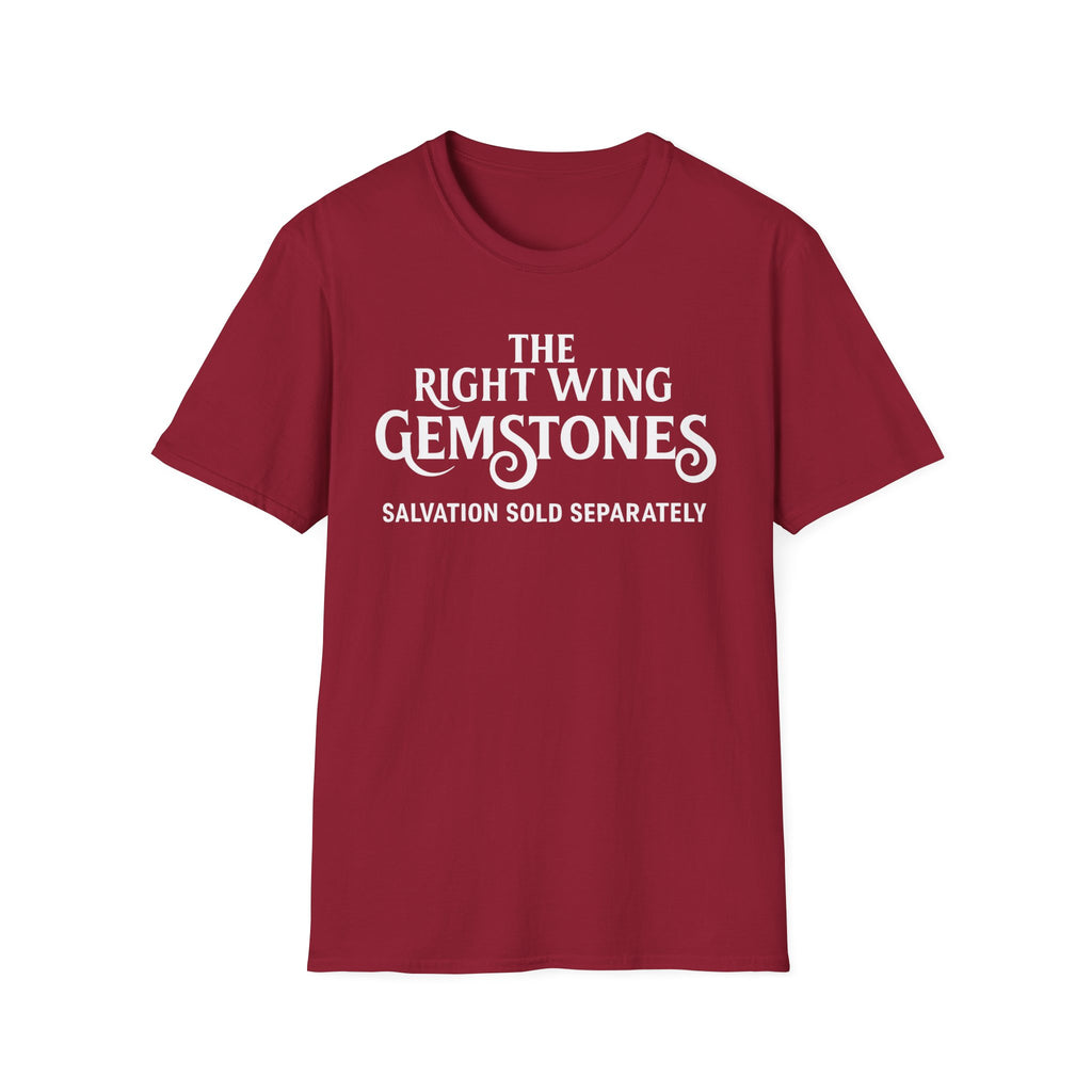 Right Wing Gemstones Unisex Softstyle T-Shirt, Salvation for sale activist Christmas Gift Shirt, Political Statement Tee, Liberal Protest