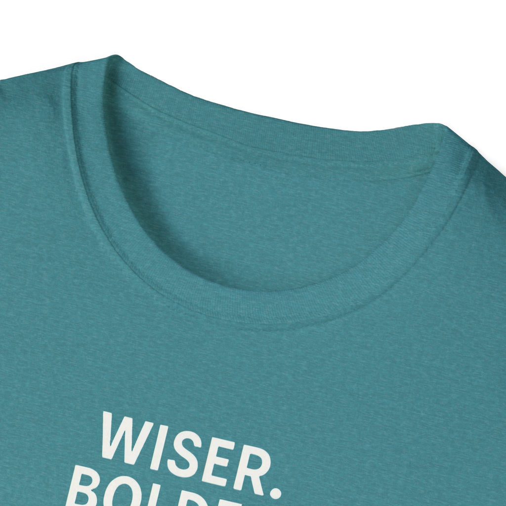 Menopause Transformation Unisex Softstyle T-Shirt, Wiser Bolder Hotter Literally, Hot Flash Tee, Gift for Women, Funny Menopausal Shirt